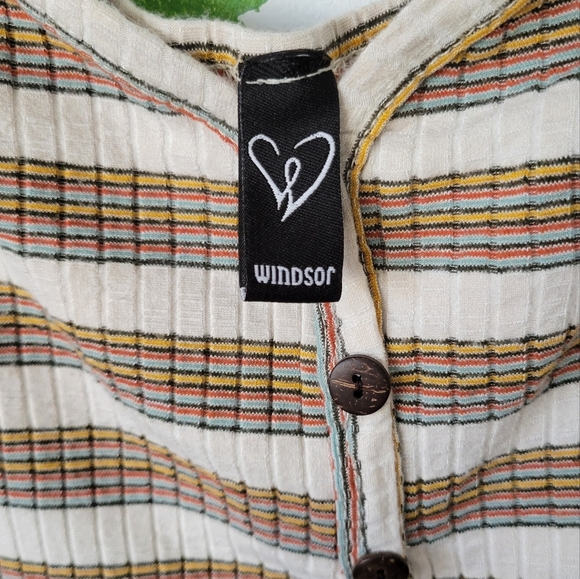 Striped Button-Up Henley Top - Picture 2 of 9